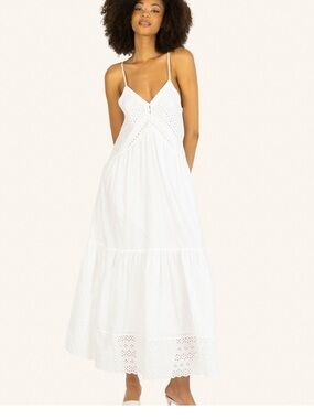 Super Natural by Secret Mission NWT Daniella  white  Eyelet Maxi Sundress, s